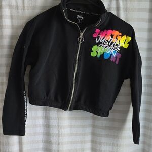 Justice Black Jacket with Multicolor Logo